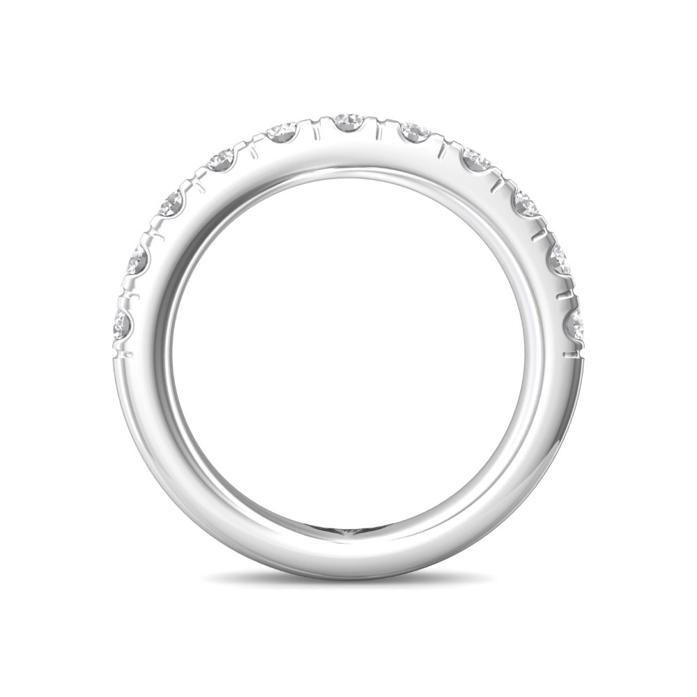 FlyerFit® 14K White Gold Micropave Cutdown Wedding Band