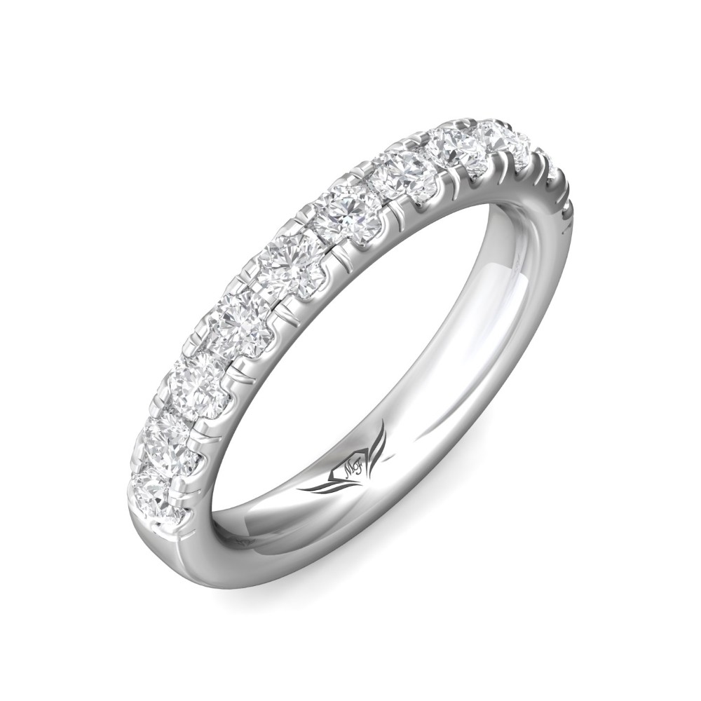 FlyerFit® 14K White Gold Micropave Cutdown Wedding Band