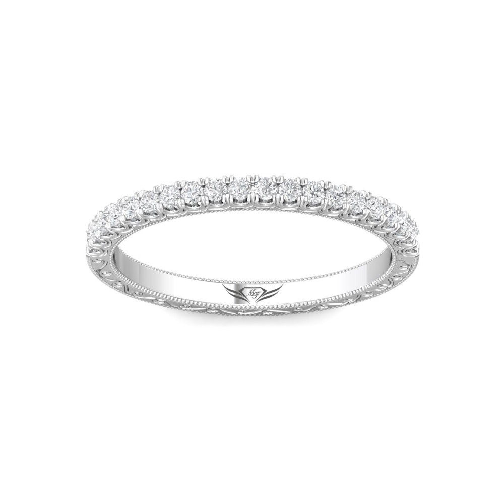 FlyerFit® 14K White Gold Vintage Wedding Band