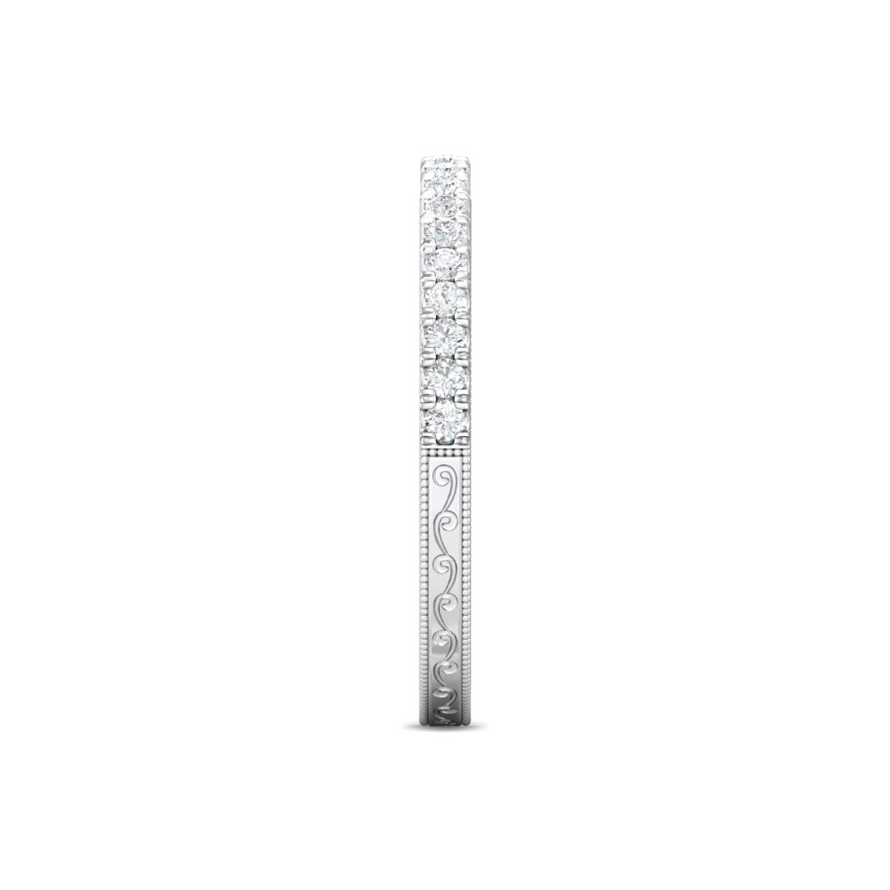 FlyerFit® 14K White Gold Vintage Wedding Band