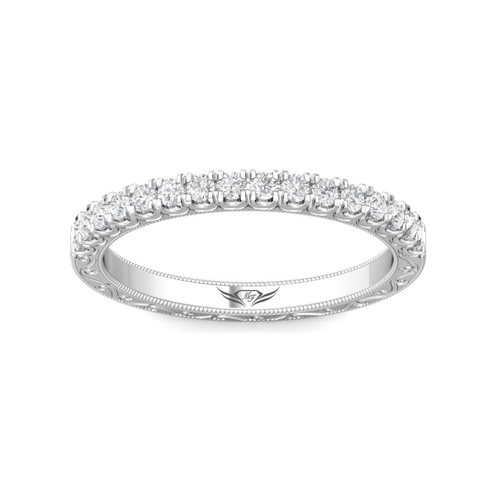 FlyerFit® 14K White Gold Vintage Wedding Band