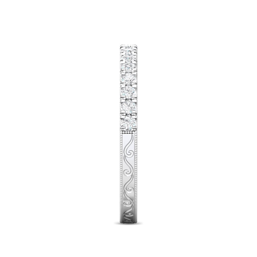 FlyerFit® 14K White Gold Vintage Wedding Band
