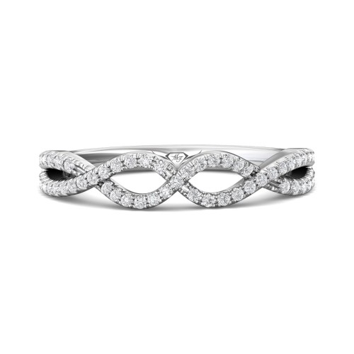 FlyerFit® 14K White Gold Micropave Cutdown Wedding Band