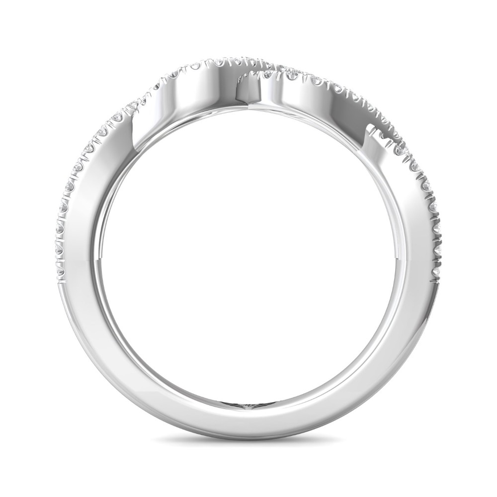 FlyerFit® 14K White Gold Micropave Cutdown Wedding Band