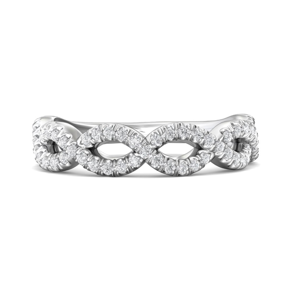 FlyerFit® 14K White Gold Micropave Cutdown Wedding Band