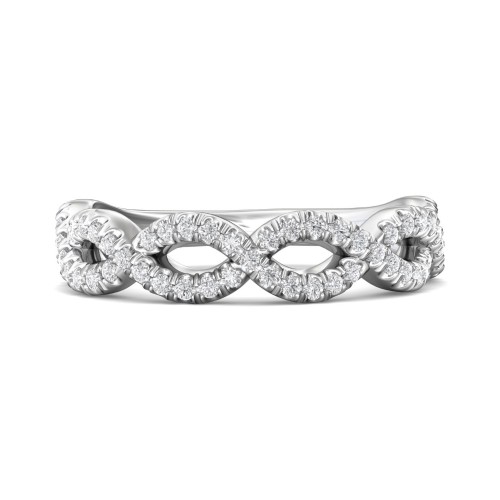 FlyerFit® 14K White Gold Micropave Cutdown Wedding Band