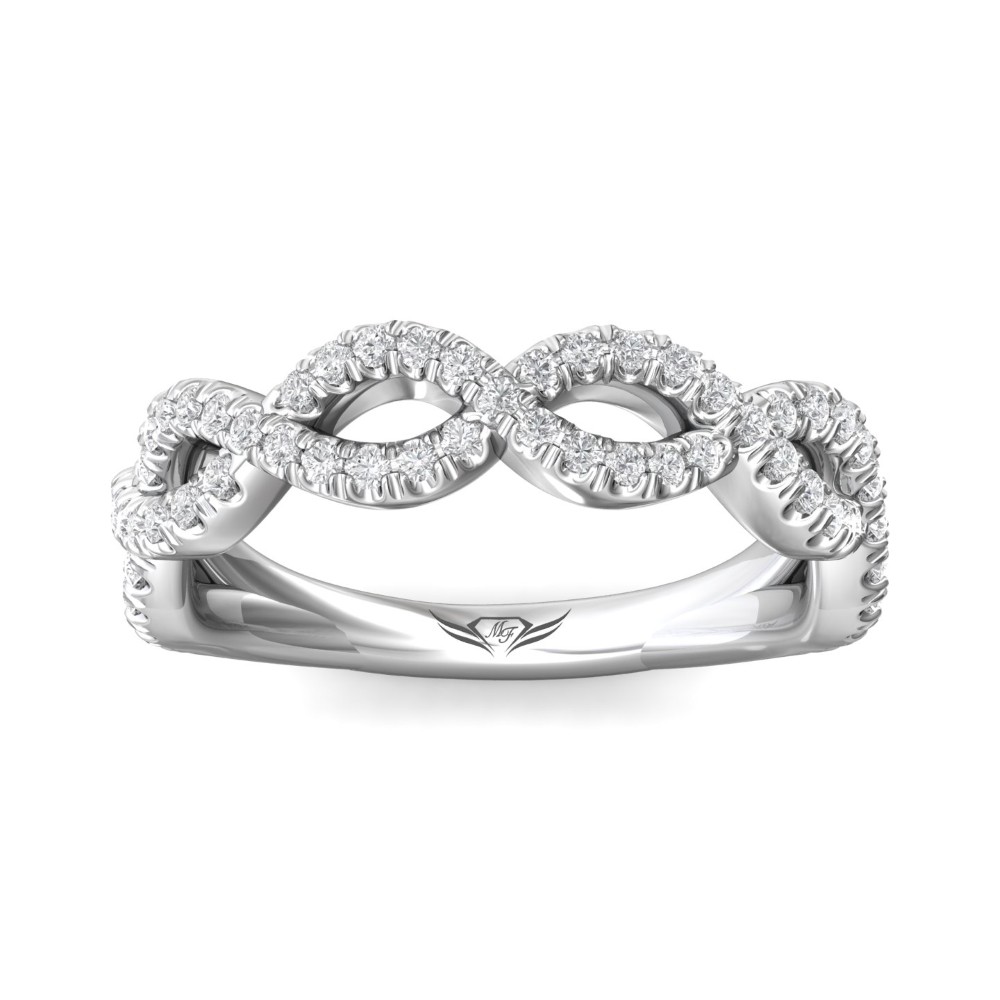 FlyerFit® 14K White Gold Micropave Cutdown Wedding Band