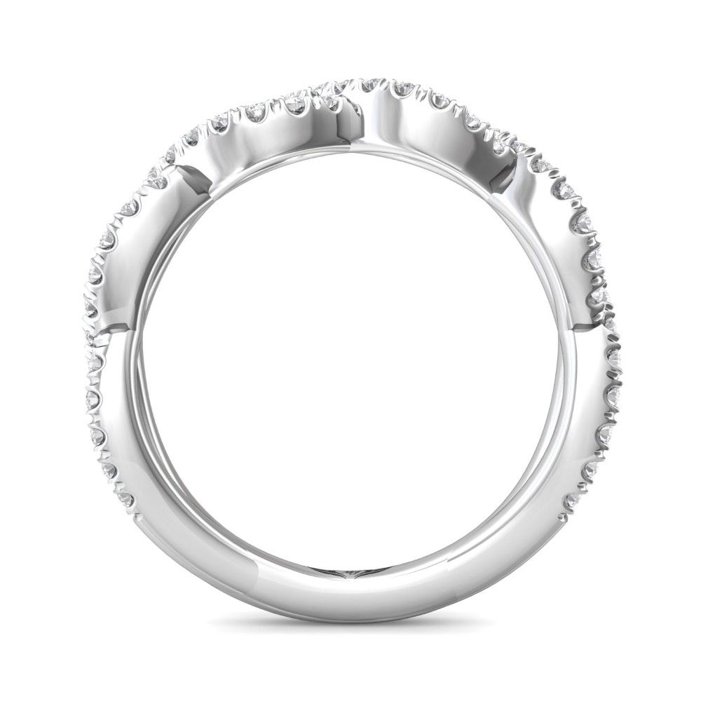 FlyerFit® 14K White Gold Micropave Cutdown Wedding Band