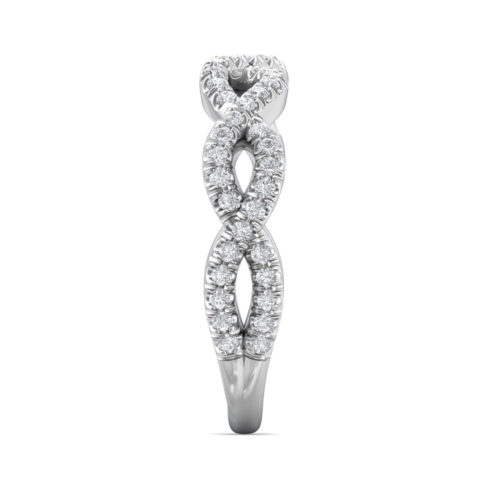 FlyerFit® 14K White Gold Micropave Cutdown Wedding Band