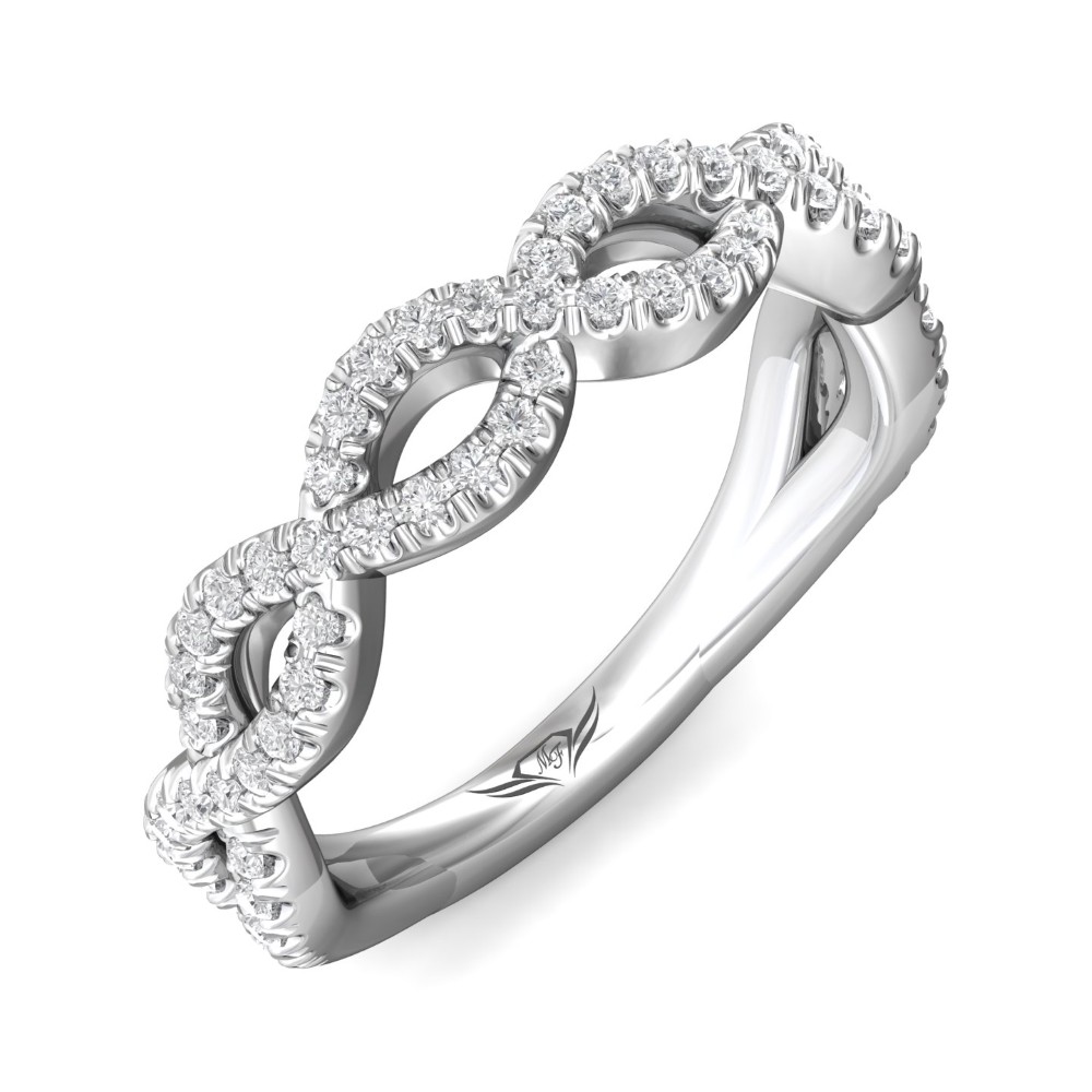 FlyerFit® 14K White Gold Micropave Cutdown Wedding Band
