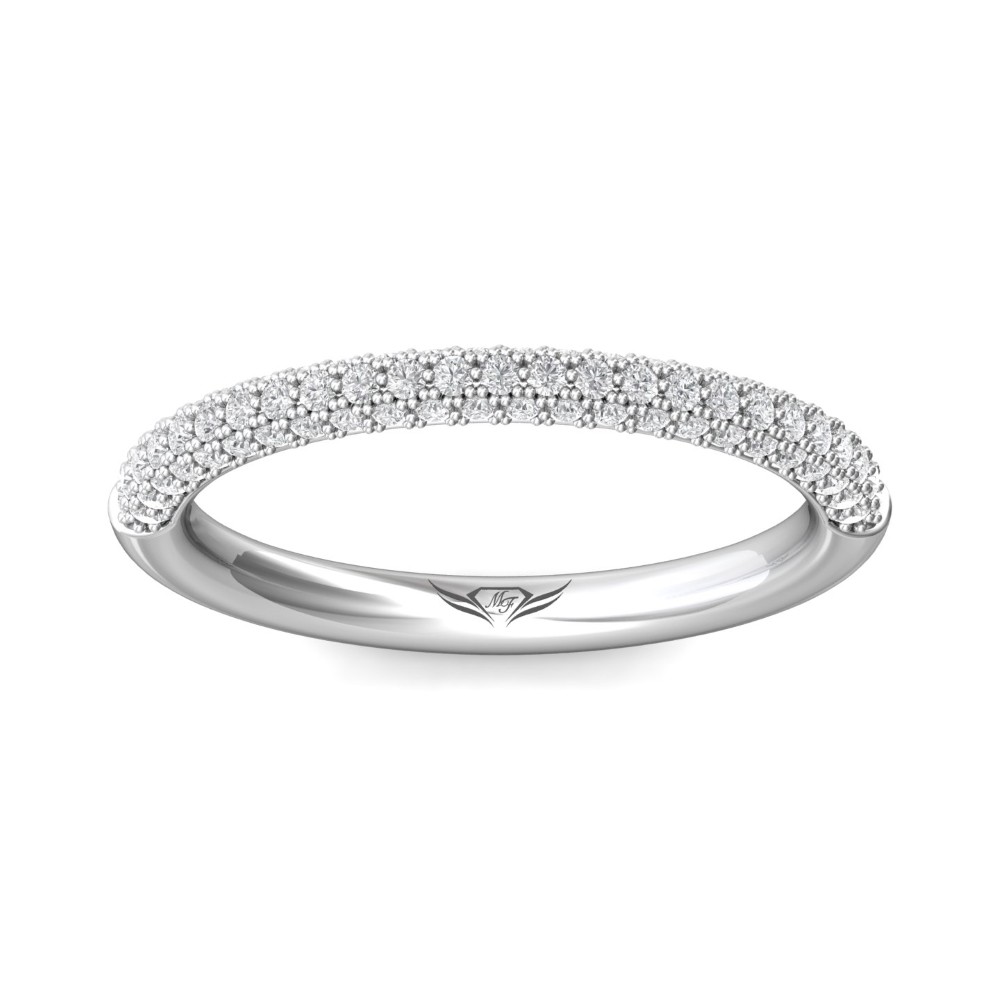 FlyerFit® 14K White Gold Micropave Wedding Band