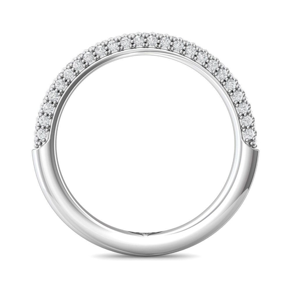 FlyerFit® 14K White Gold Micropave Wedding Band