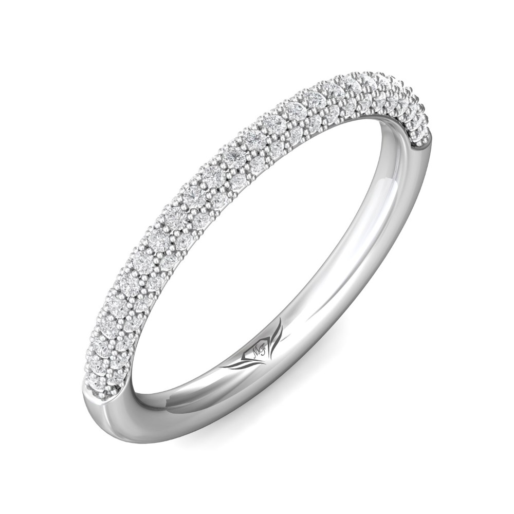 FlyerFit® 14K White Gold Micropave Wedding Band