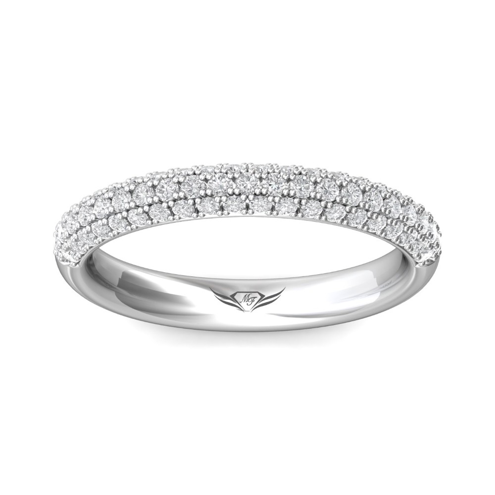 FlyerFit® 14K White Gold Micropave Wedding Band