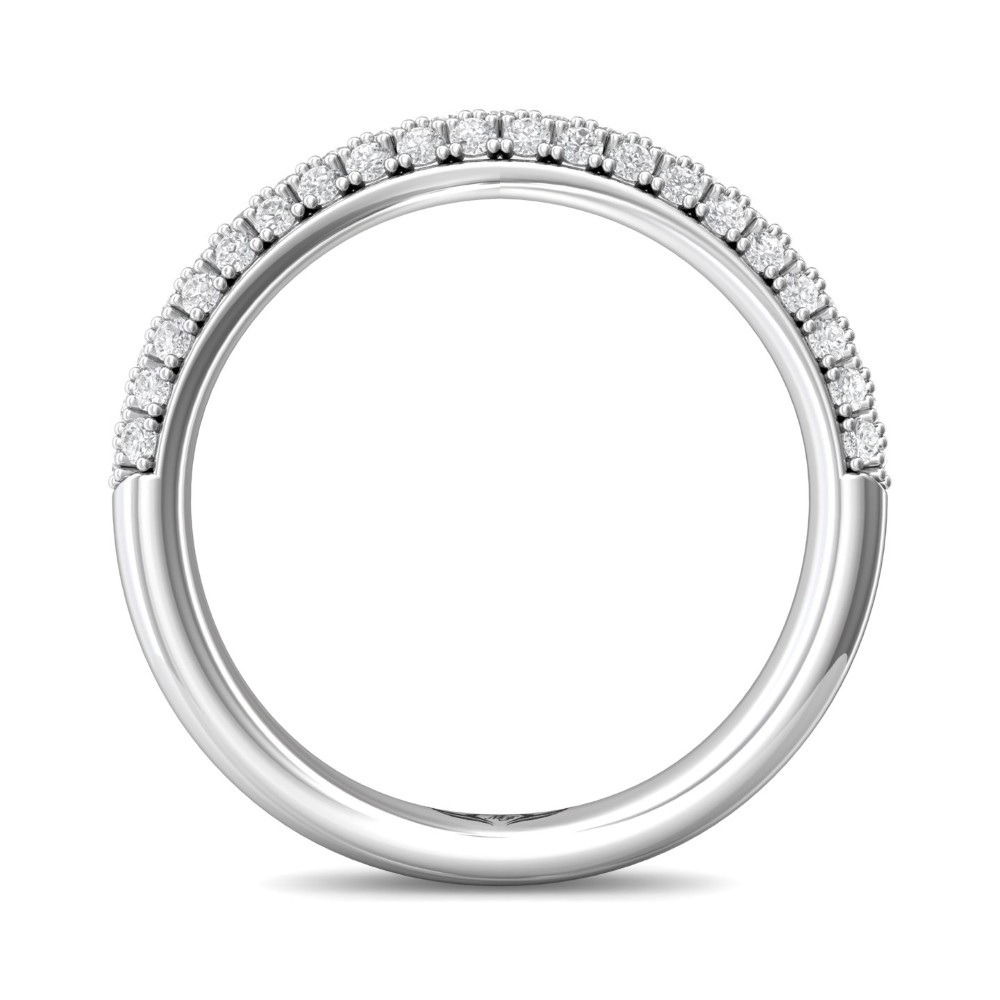 FlyerFit® 14K White Gold Micropave Wedding Band