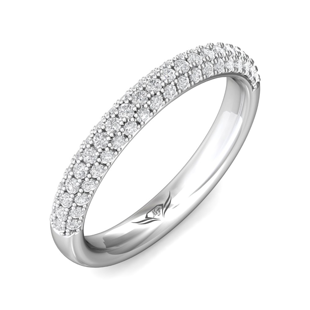 FlyerFit® 14K White Gold Micropave Wedding Band