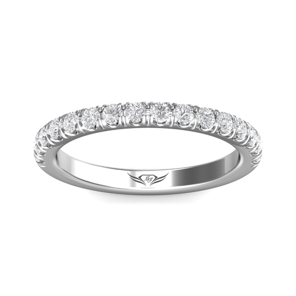FlyerFit® 14K White Gold Micropave Cutdown Wedding Band