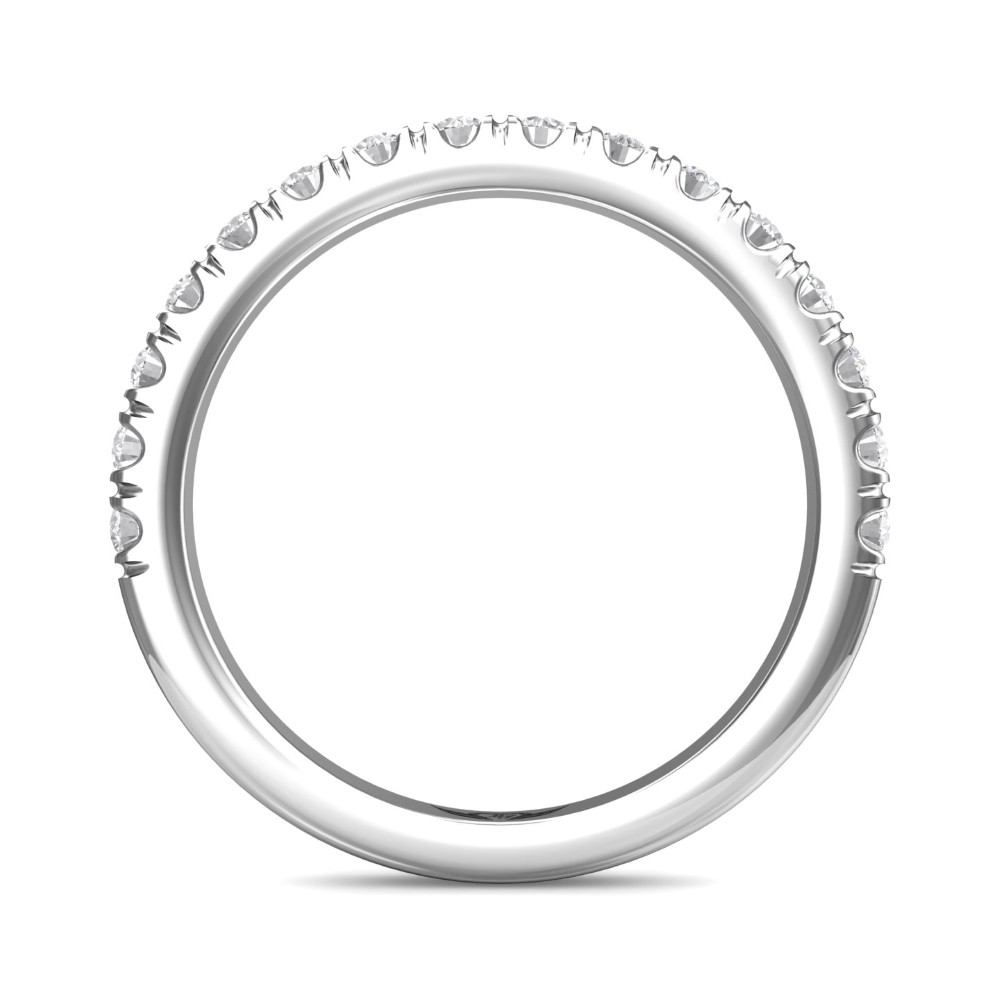FlyerFit® 14K White Gold Micropave Cutdown Wedding Band