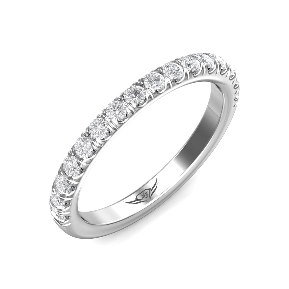 FlyerFit® 14K White Gold Micropave Cutdown Wedding Band