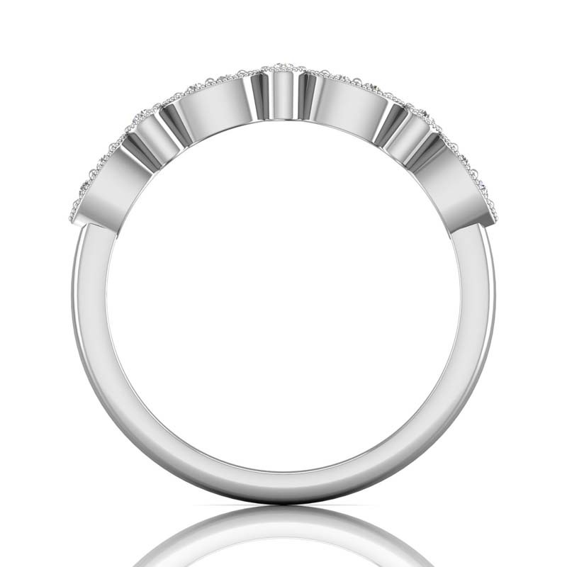 FlyerFit® 14K White Gold Micropave Bead Set Wedding Band
