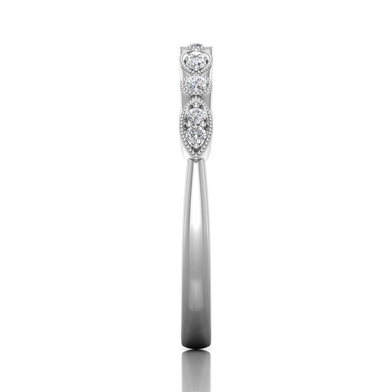 FlyerFit® 14K White Gold Micropave Bead Set Wedding Band