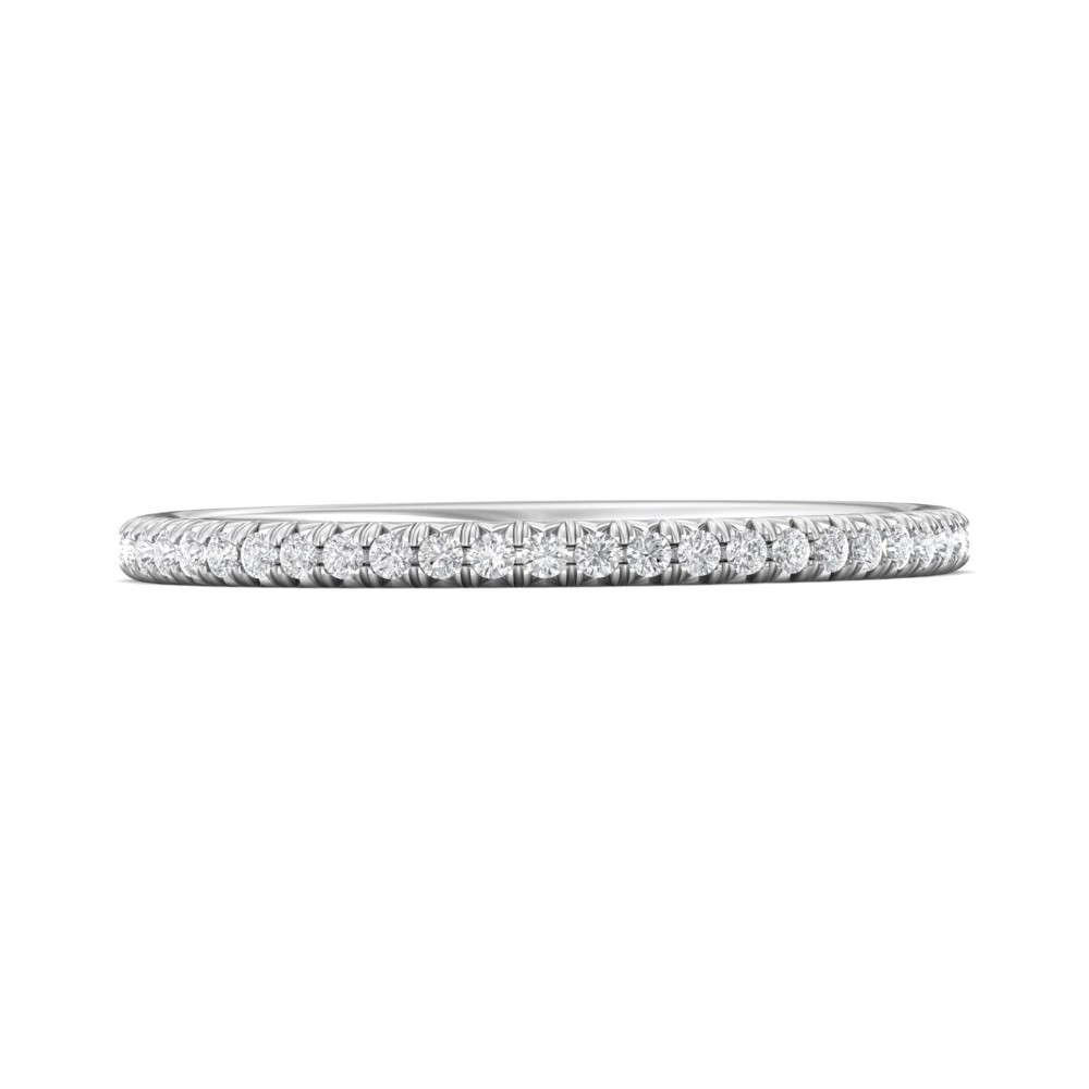 FlyerFit® 14K White Gold Micropave Cutdown Wedding Band