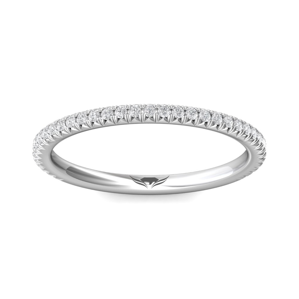 FlyerFit® 14K White Gold Micropave Cutdown Wedding Band