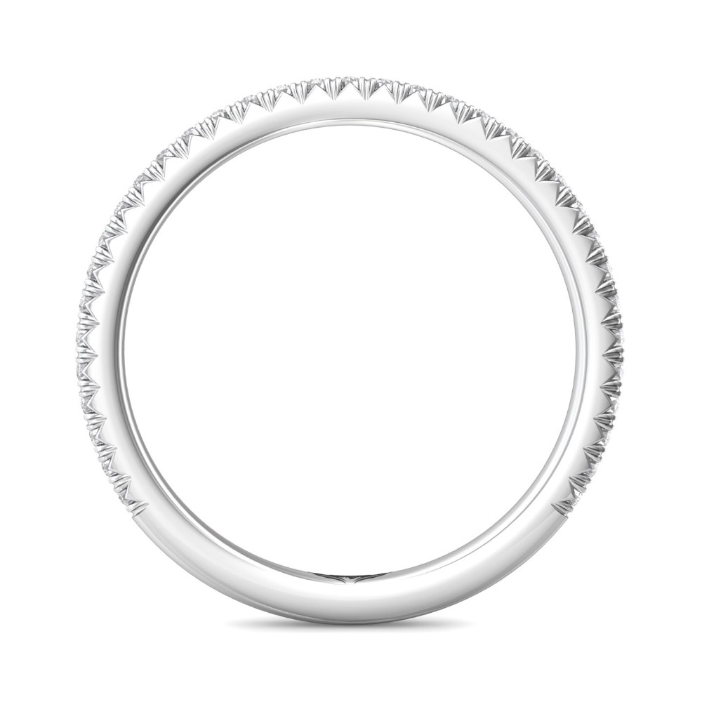 FlyerFit® 14K White Gold Micropave Cutdown Wedding Band