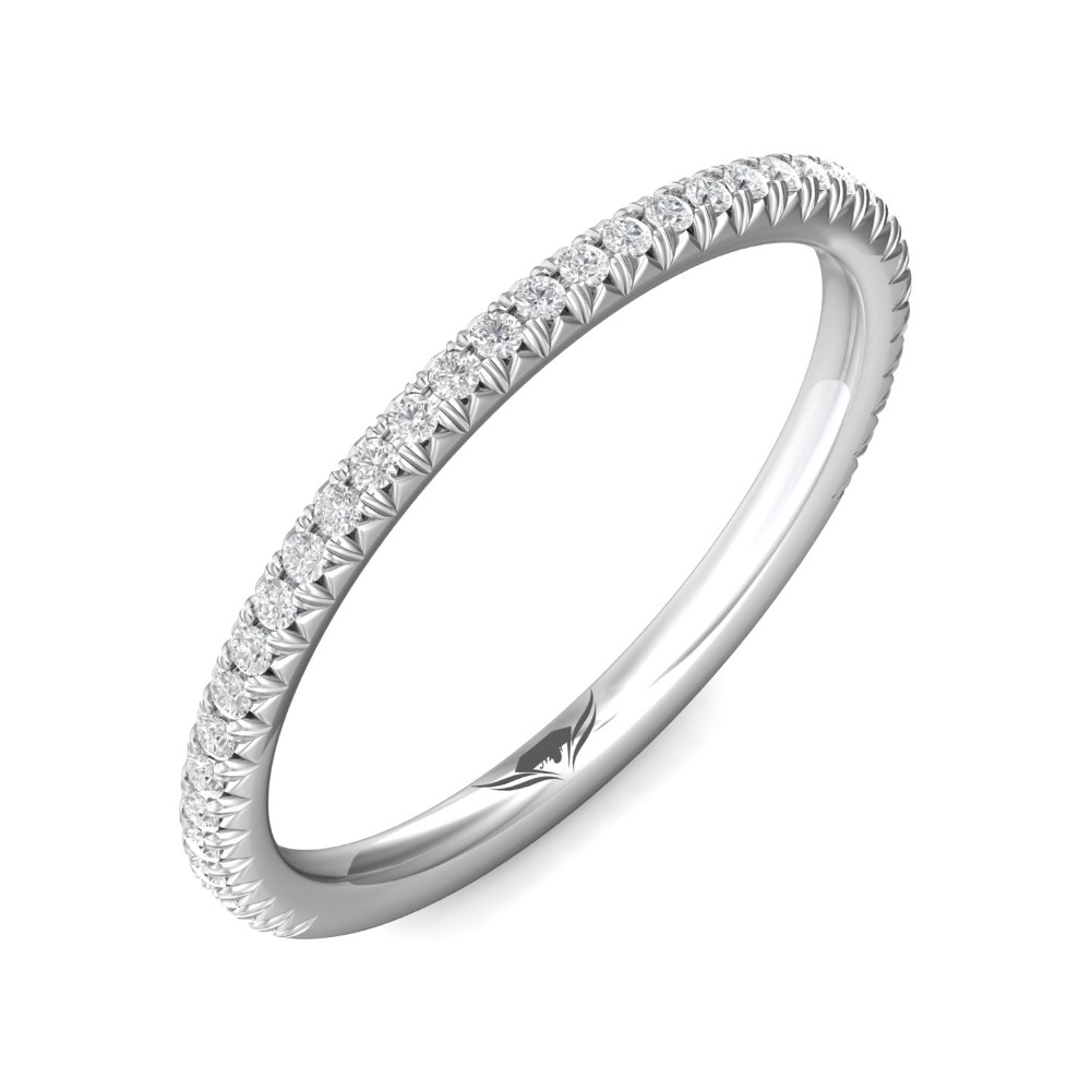 FlyerFit® 14K White Gold Micropave Cutdown Wedding Band