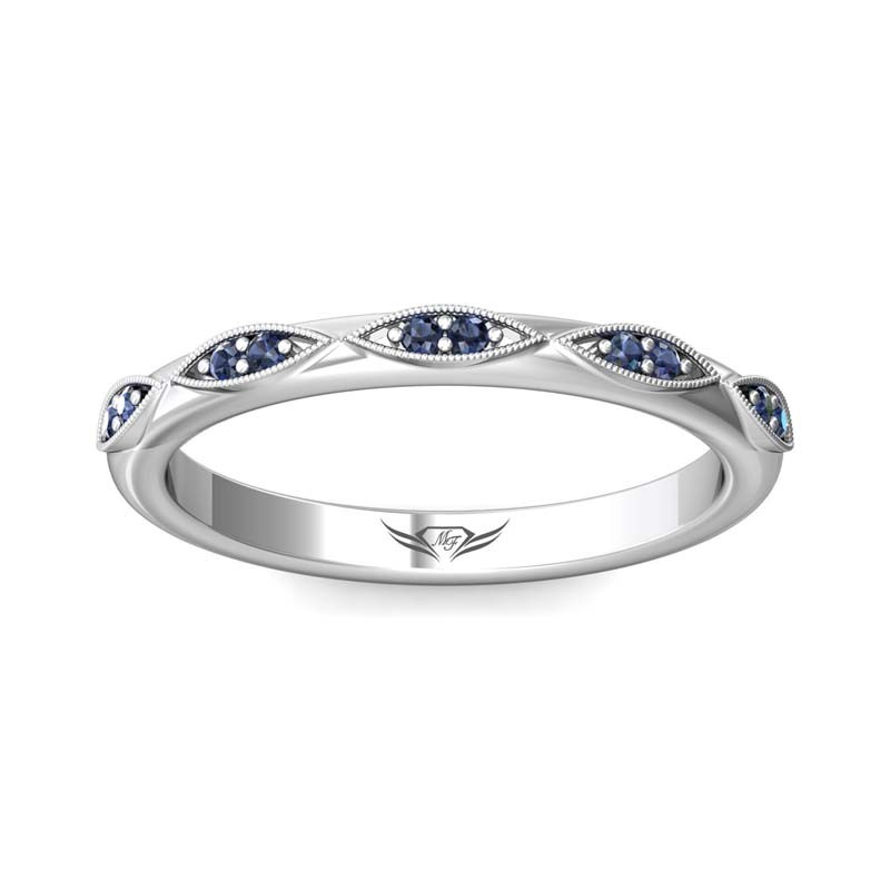 FlyerFit® 14K White Gold Micropave Bead Set Wedding Band