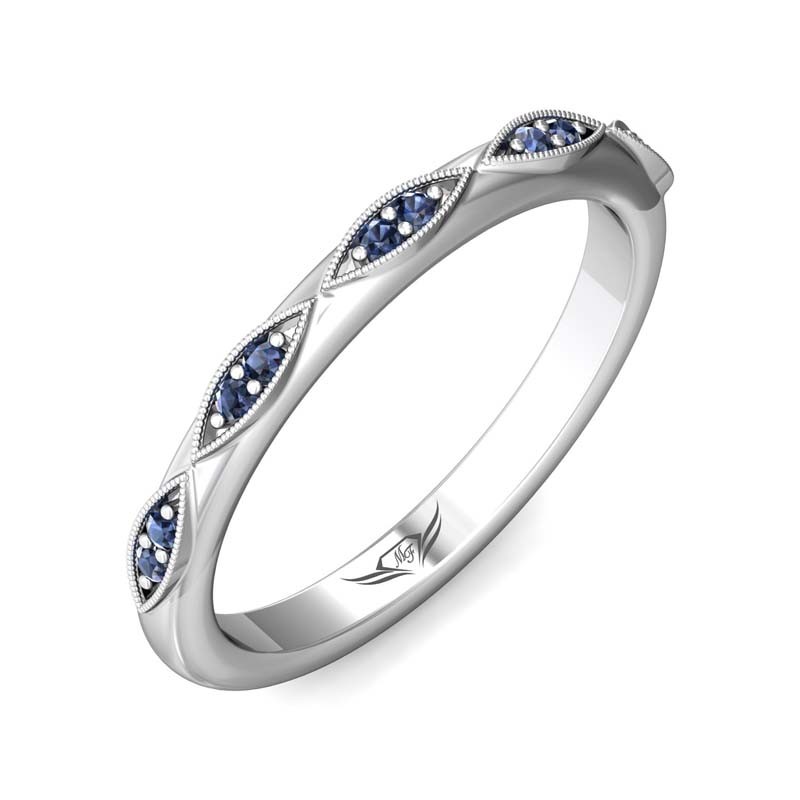 FlyerFit® 14K White Gold Micropave Bead Set Wedding Band