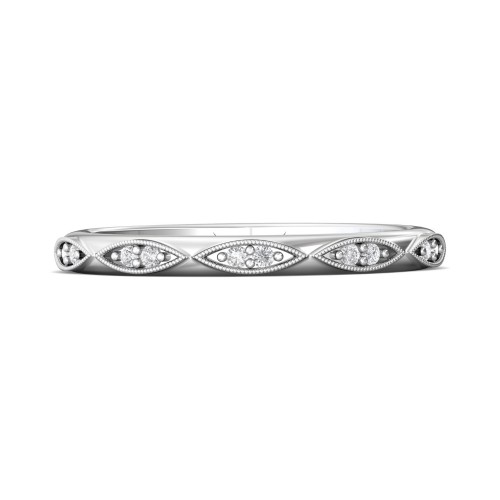 FlyerFit® 14K White Gold Micropave Bead Set Wedding Band