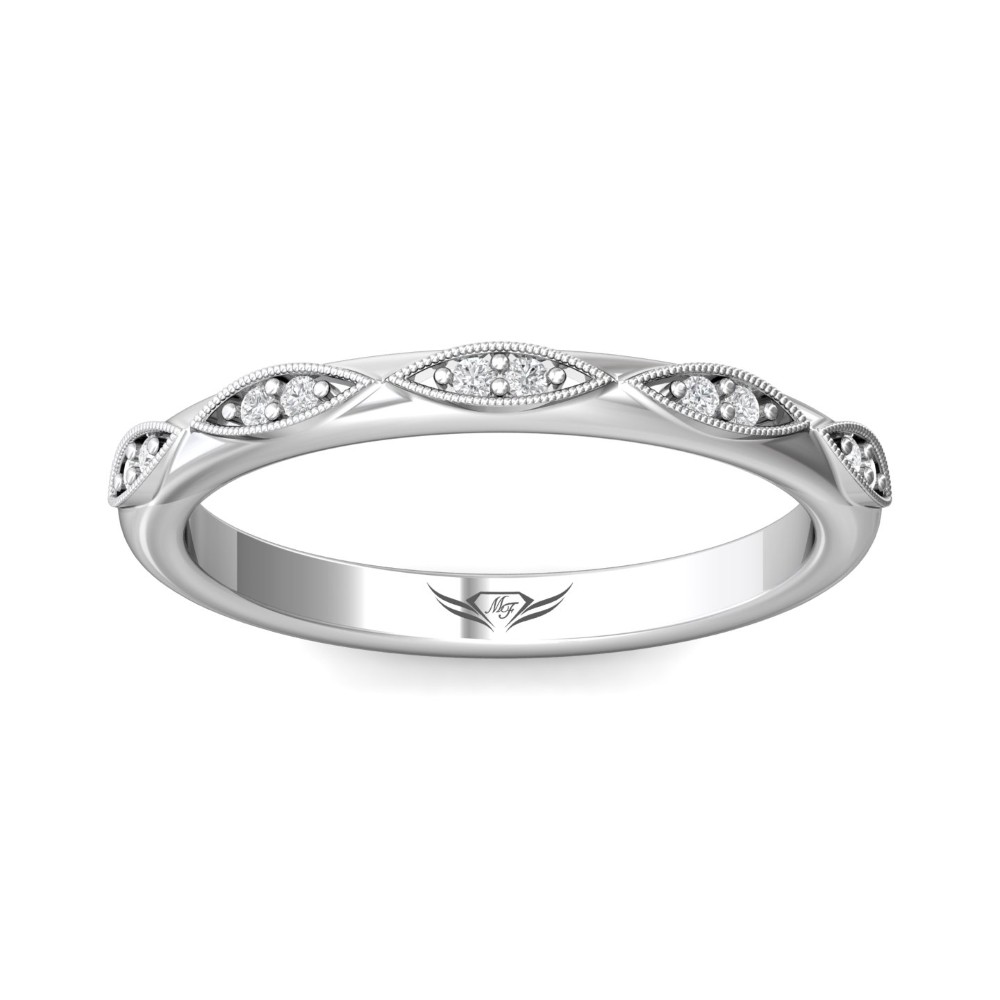 FlyerFit® 14K White Gold Micropave Bead Set Wedding Band