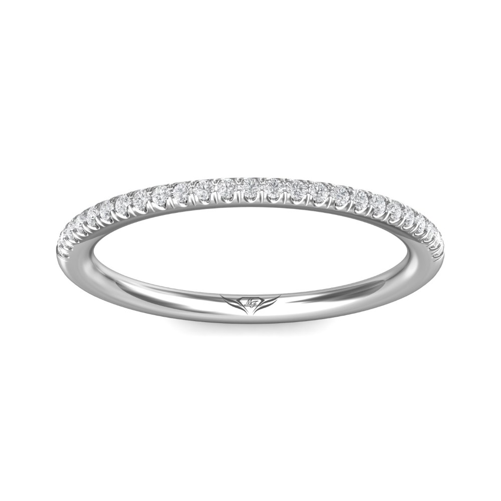 FlyerFit® 14K White Gold Micropave Cutdown Wedding Band