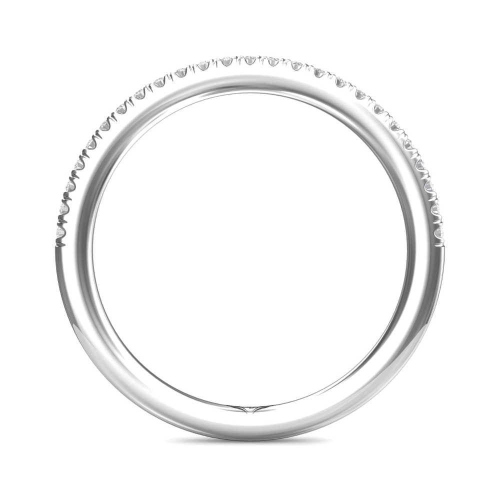 FlyerFit® 14K White Gold Micropave Cutdown Wedding Band