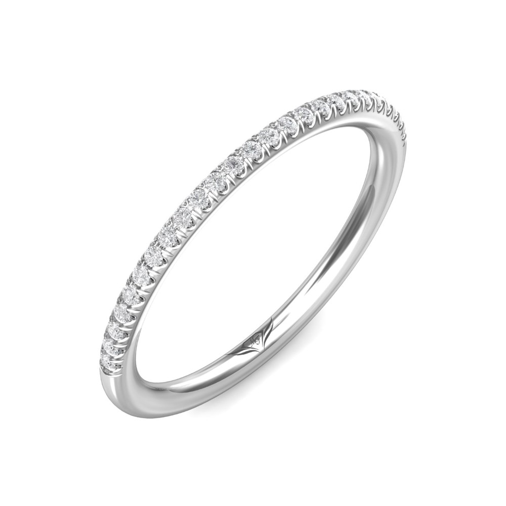FlyerFit® 14K White Gold Micropave Cutdown Wedding Band
