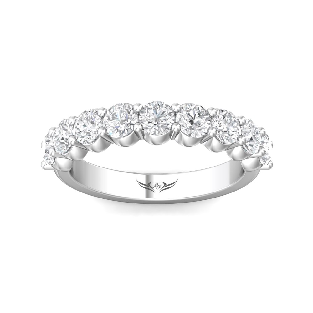FlyerFit® 14K White Gold Shared Prong Wedding Band