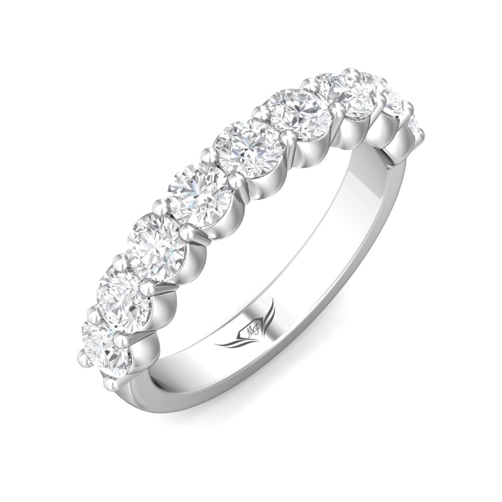 FlyerFit® 14K White Gold Shared Prong Wedding Band
