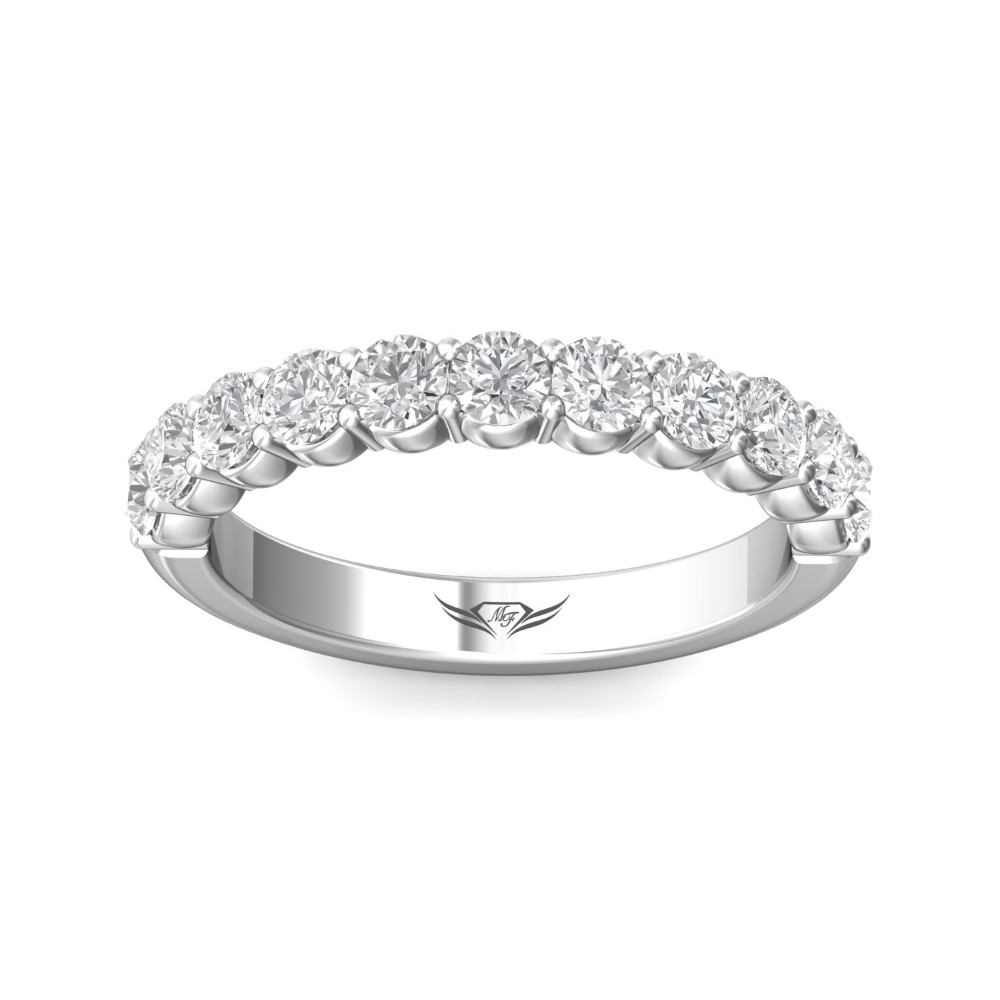 FlyerFit® 14K White Gold Shared Prong Wedding Band