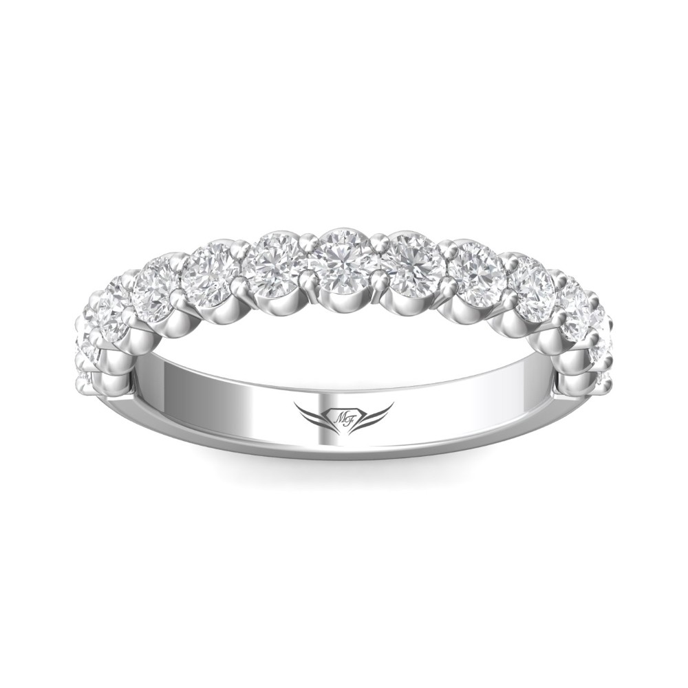 FlyerFit® 14K White Gold Shared Prong Wedding Band