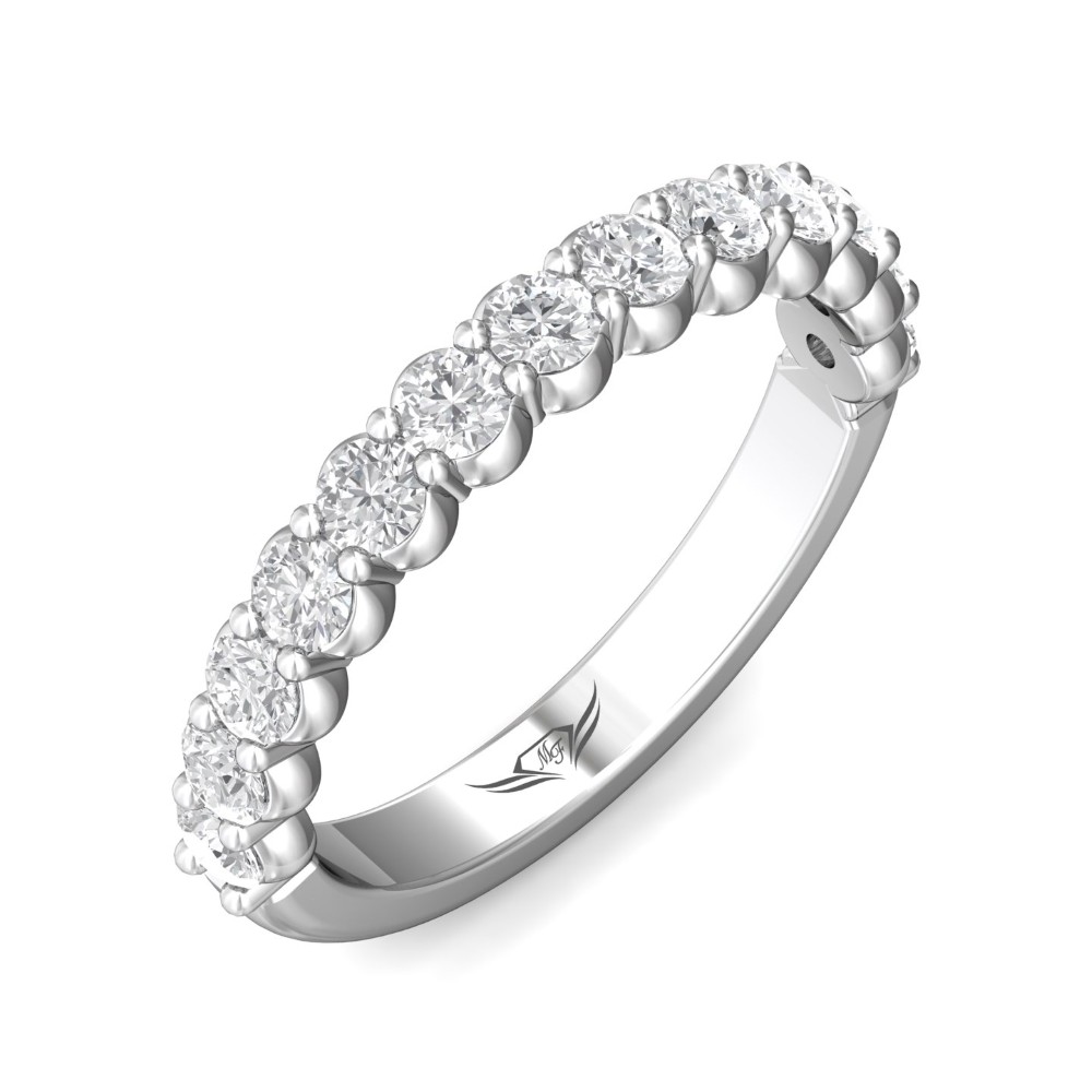FlyerFit® 14K White Gold Shared Prong Wedding Band