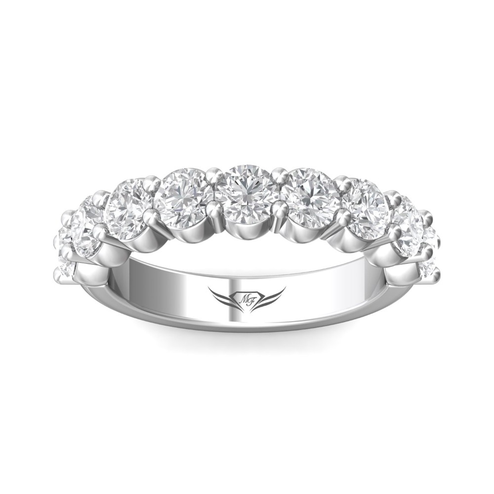 FlyerFit® 14K White Gold Shared Prong Wedding Band