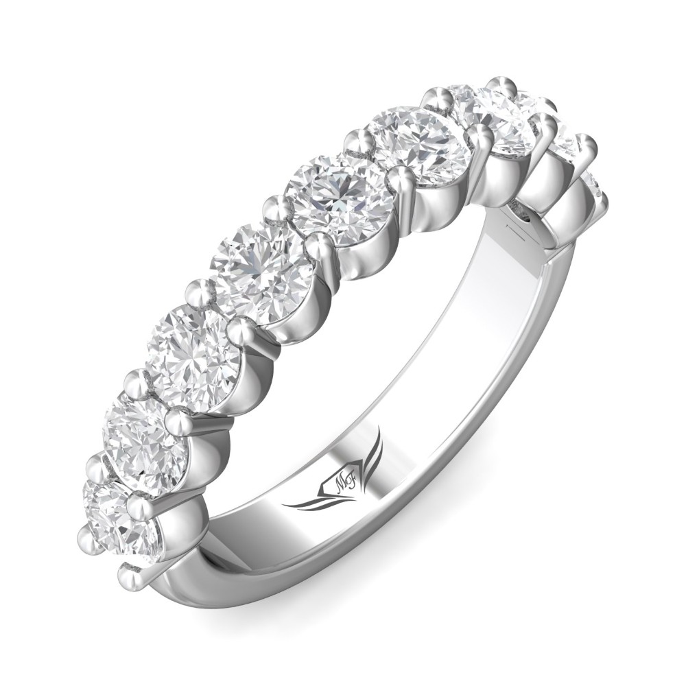 FlyerFit® 14K White Gold Shared Prong Wedding Band