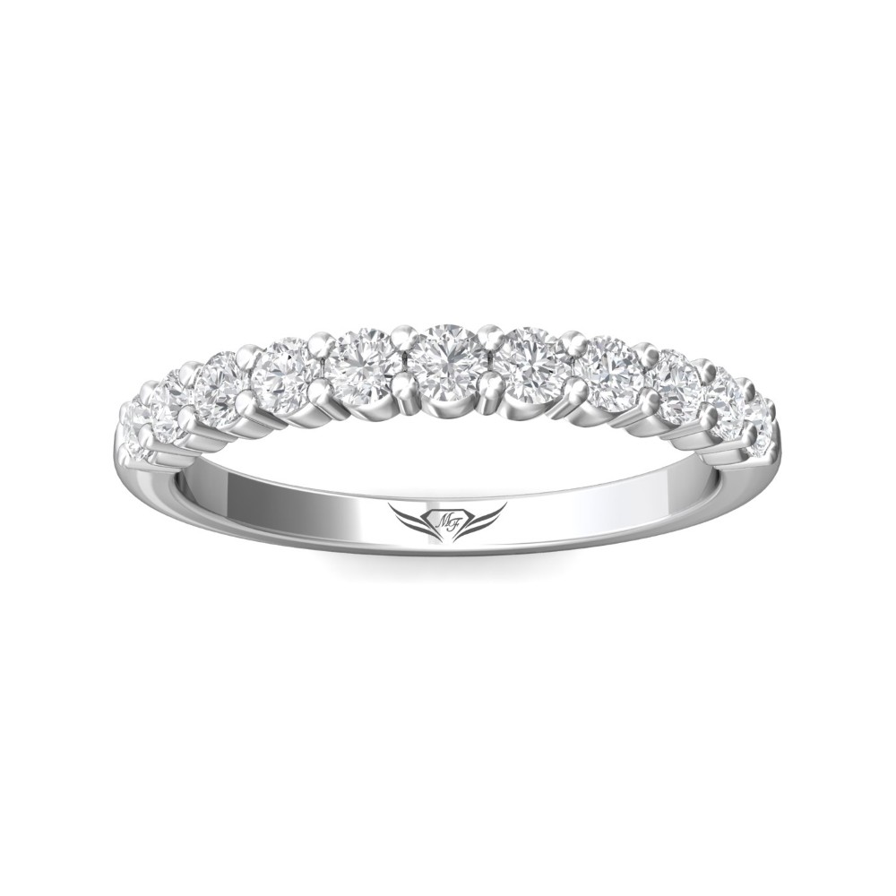 FlyerFit® 14K White Gold Shared Prong Wedding Band