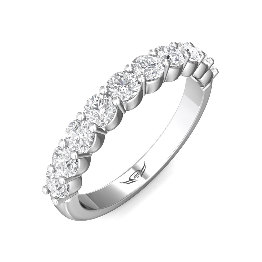 FlyerFit® 14K White Gold Shared Prong Wedding Band