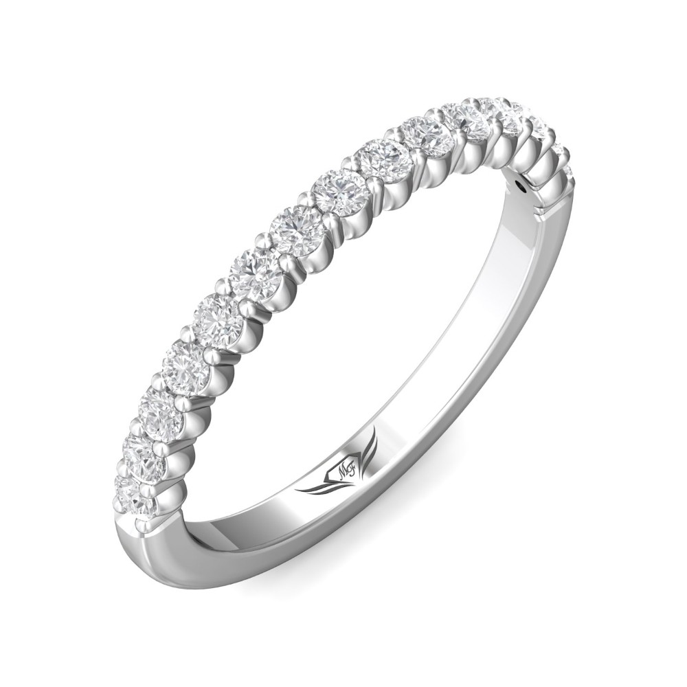 FlyerFit® 14K White Gold Shared Prong Wedding Band