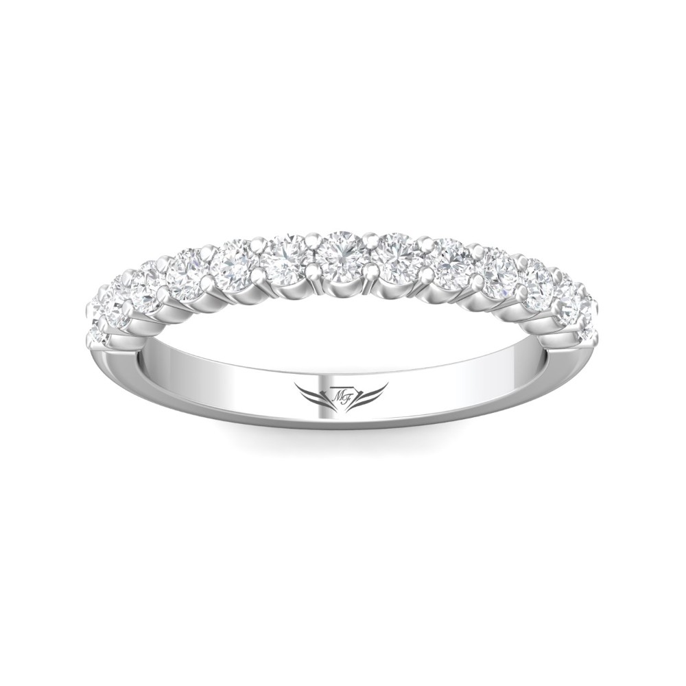 FlyerFit® 14K White Gold Shared Prong Wedding Band