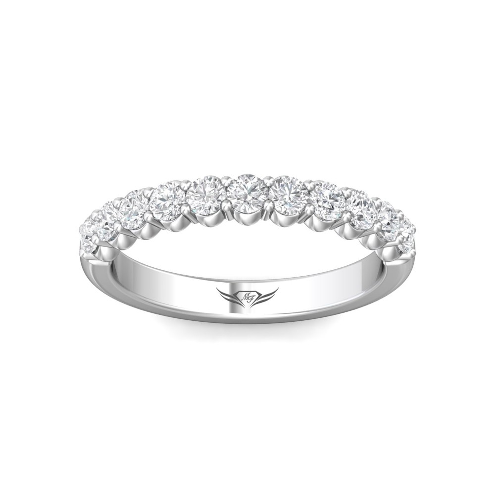 FlyerFit® 14K White Gold Shared Prong Wedding Band