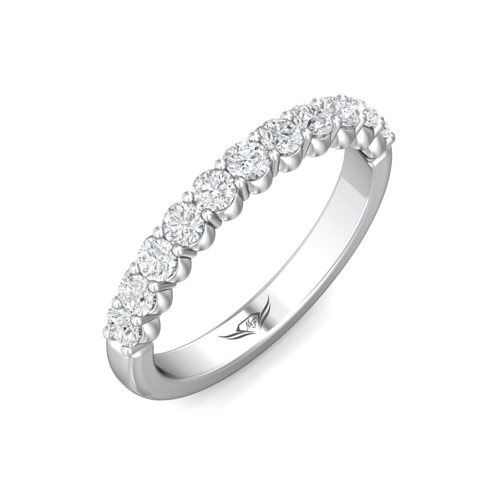 FlyerFit® 14K White Gold Shared Prong Wedding Band