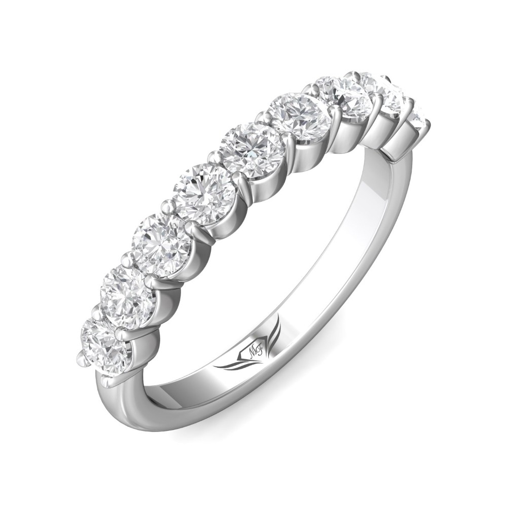 FlyerFit® 14K White Gold Shared Prong Wedding Band